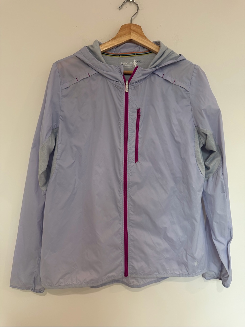 Smartwool Light Lavender Hooded Jacket with Magenta Zip